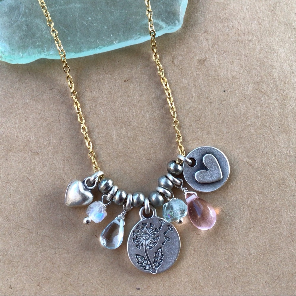 Sundance Charm dandelion heart gemstone Necklace - Picture 15 of 15